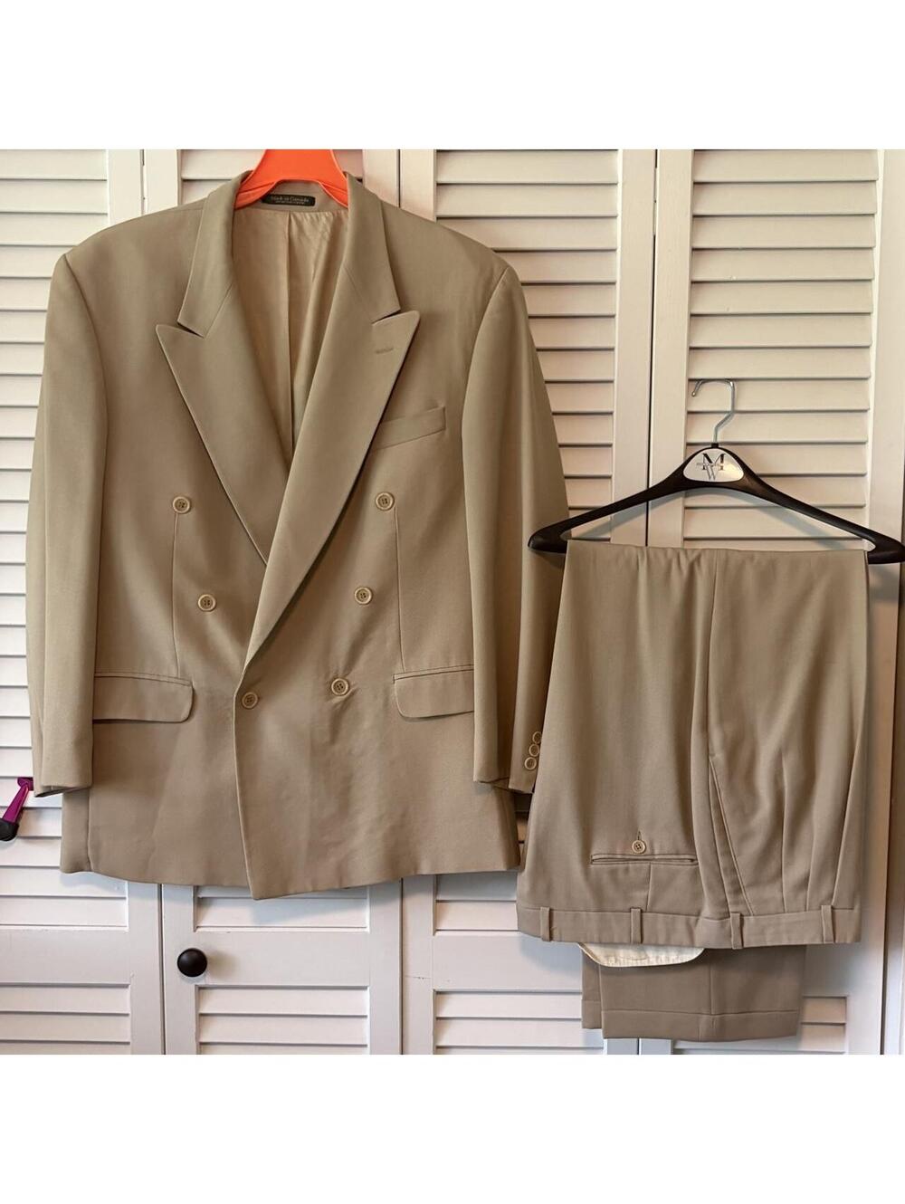 Men's Zeidler & Zeidler Double-breasted Tan Suit 44R